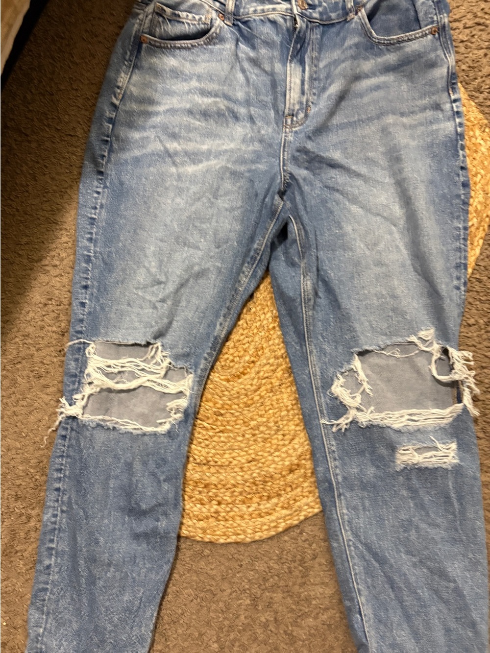 Nwt American Eagle Blue Distressed Women’s Ripped Jeans mom jeans